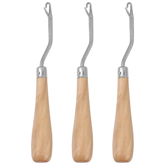 3 Pack Wooden Latch Hook Tools for Hair Extensions, Wig Making, Carpet and Sweater Repair