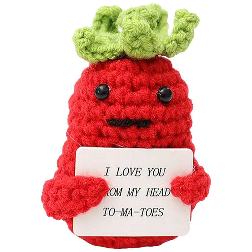 Positive Crochet Plush with Emotional Support Card Cute Funny Knitted Decor for Halloween Thanksgiving Gifts