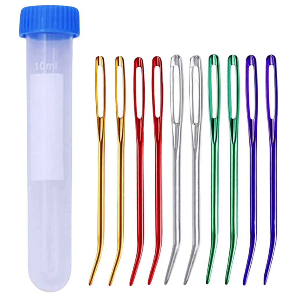 2.75 Inch Bent Tip Yarn Needles with Large Eye in Storage Tube for Sewing and Weaving