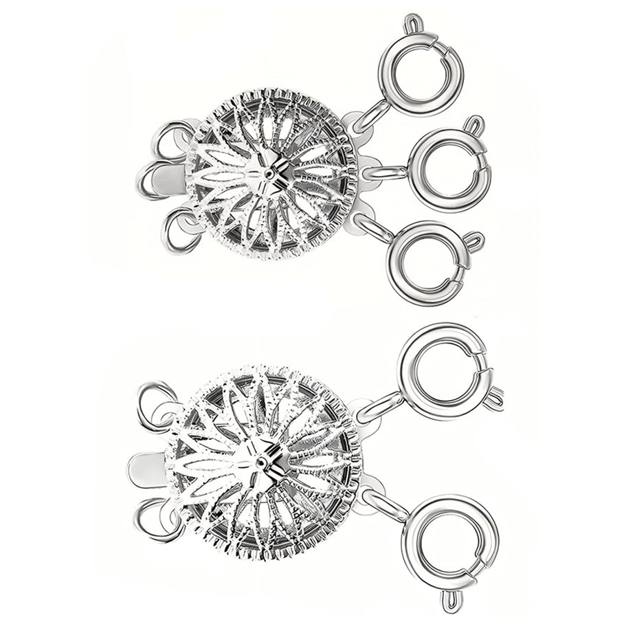 Tangle Free Necklace Layering Clasp Separator in Gold and Silver for Secure Multi Chain Jewelry Attachment