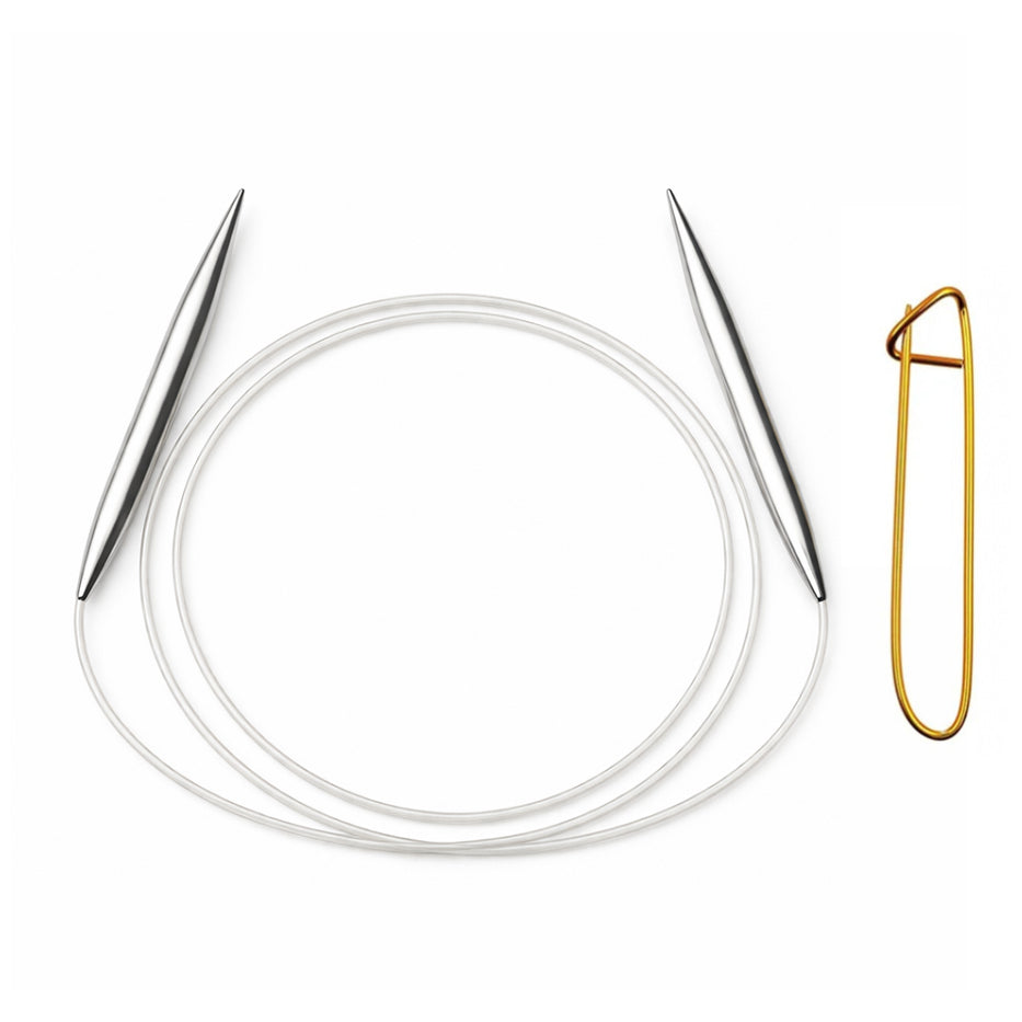 Stainless Steel Circular Knitting Needles with Stitch Holder for Hats Sleeves Scarves Baby Sweaters and Small Projects