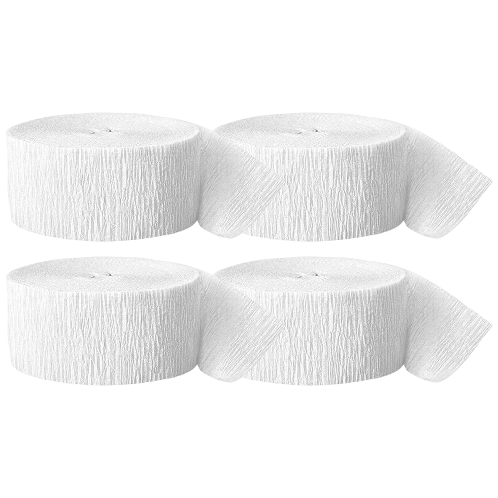 Crepe Paper Streamer Rolls for Birthday Parties, Baby Showers, Weddings, and Event Decorations, Pack of 4