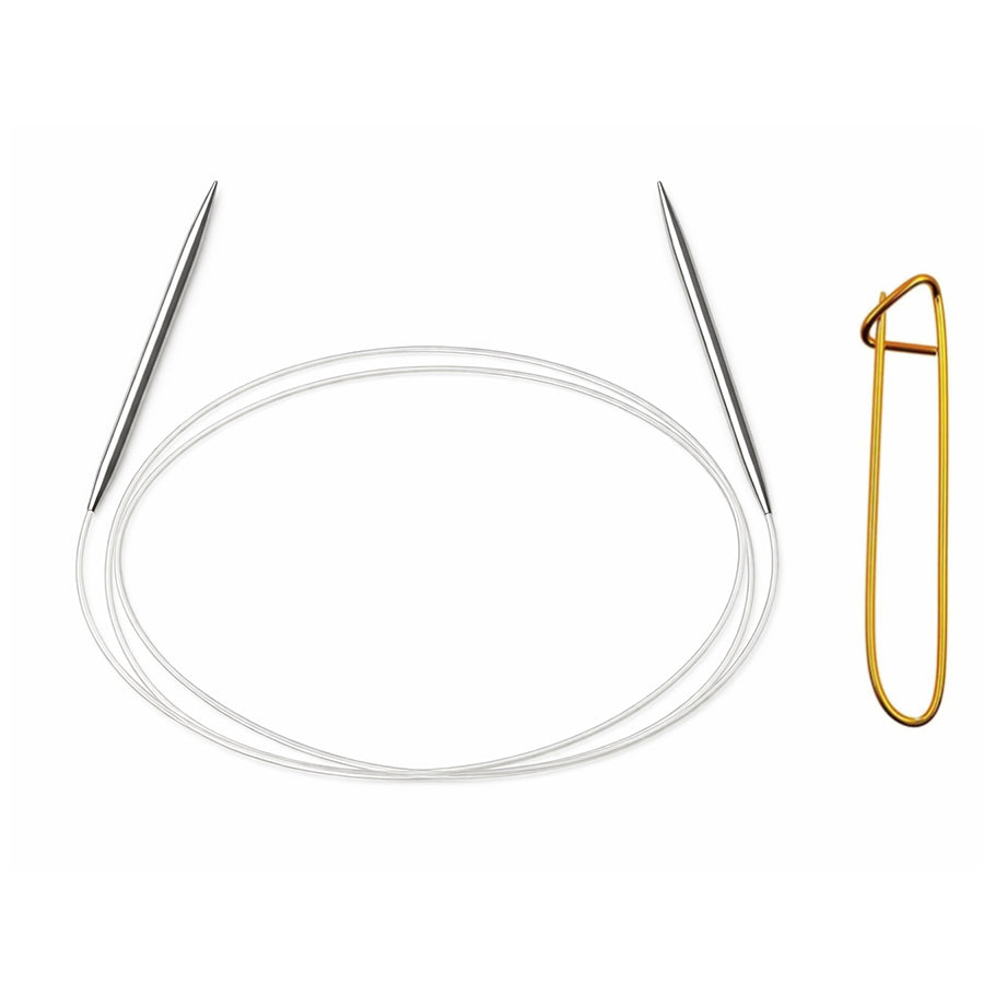 Stainless Steel Circular Knitting Needles with Stitch Holder for Hats Sleeves Scarves Baby Sweaters and Small Projects