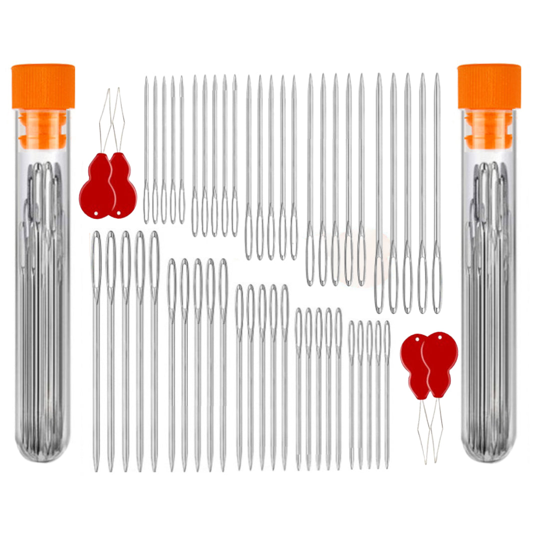 Assorted Hand Sewing Needles Set with Large Eyes and 2 Threaders for Embroidery