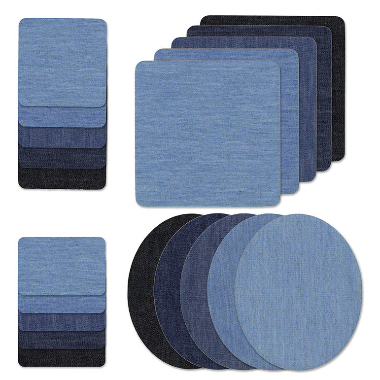 Denim Iron-On Jean Patches with Strong Adhesive, Assorted Shades for Inside and Outside Clothing Repair