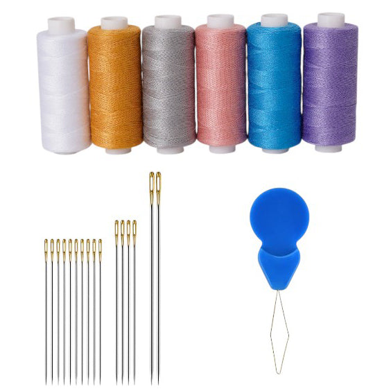 6-Piece Polyester Sewing Thread Kit with Needles and Threader for Hand Sewing and Embroidery