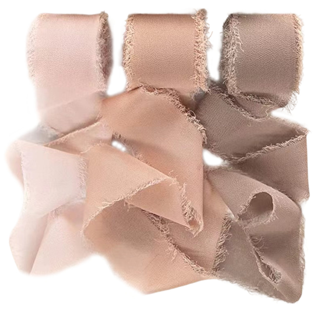 1.5 Inch x 7 Yards Chiffon Silk Ribbon Set for Wedding Bouquets, Gifts, and Decorations, Pack of 3