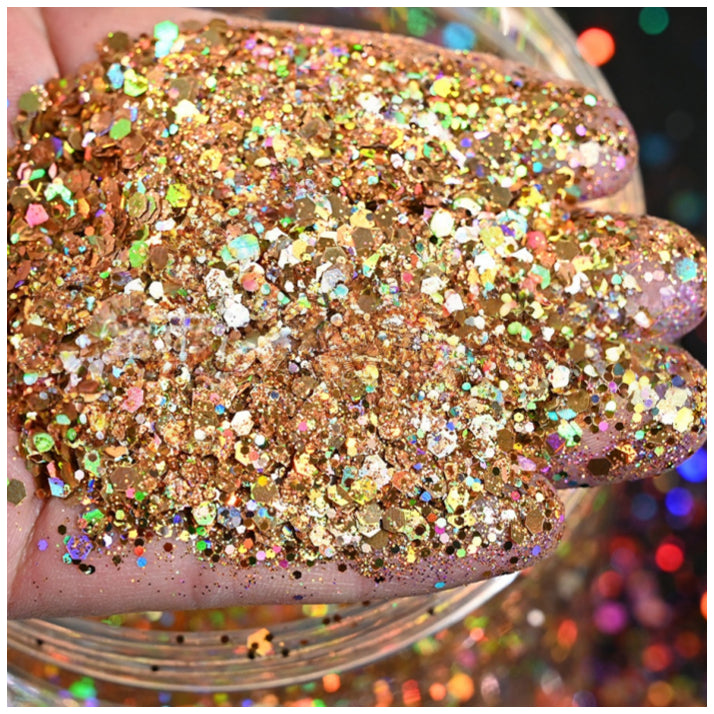 160g Holographic Chunky Glitter for Resin Art, Nails, Face, Hair, Tumblers, Crafts, and DIY Decorations