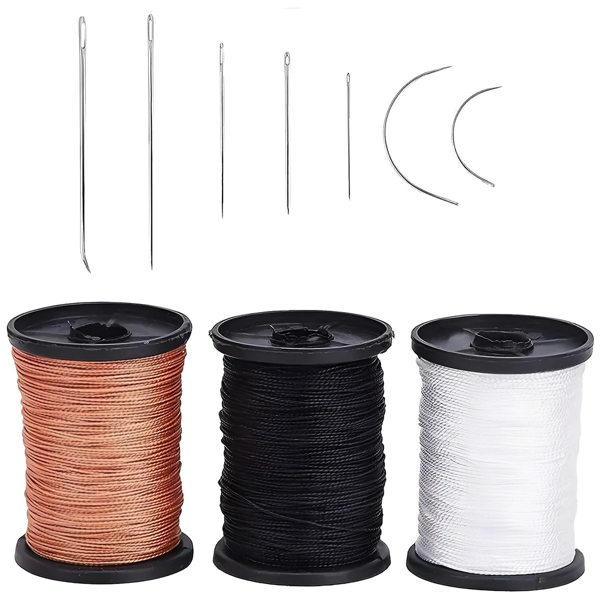 Heavy Duty Upholstery Repair Sewing Thread Kit with Leather and Canvas Needles and Nylon Thread Rolls