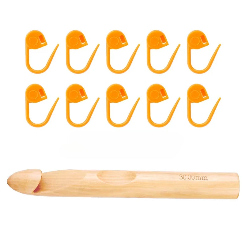 Wooden Handle Crochet Hook Set with Bamboo Needles & Stitch Markers