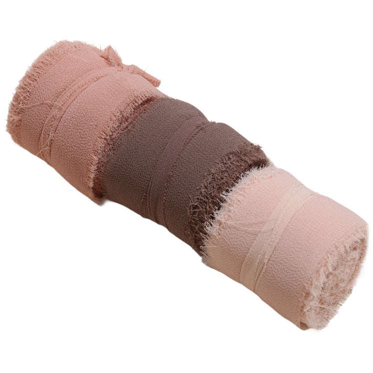 Handmade Chiffon Ribbon 4cm Wide 5m Each for Wedding and Gift Wrapping, Pack of 3
