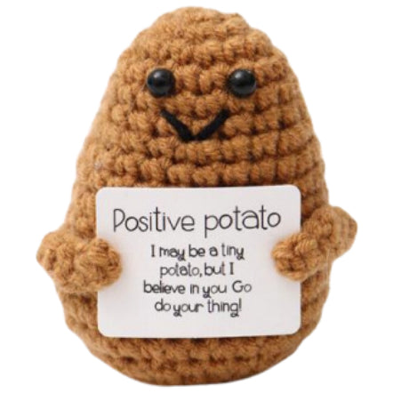 Small Potato With Smile Handmade Crochet Doll - Lovely Gift with Different Cards for Emotional Support & Positivity