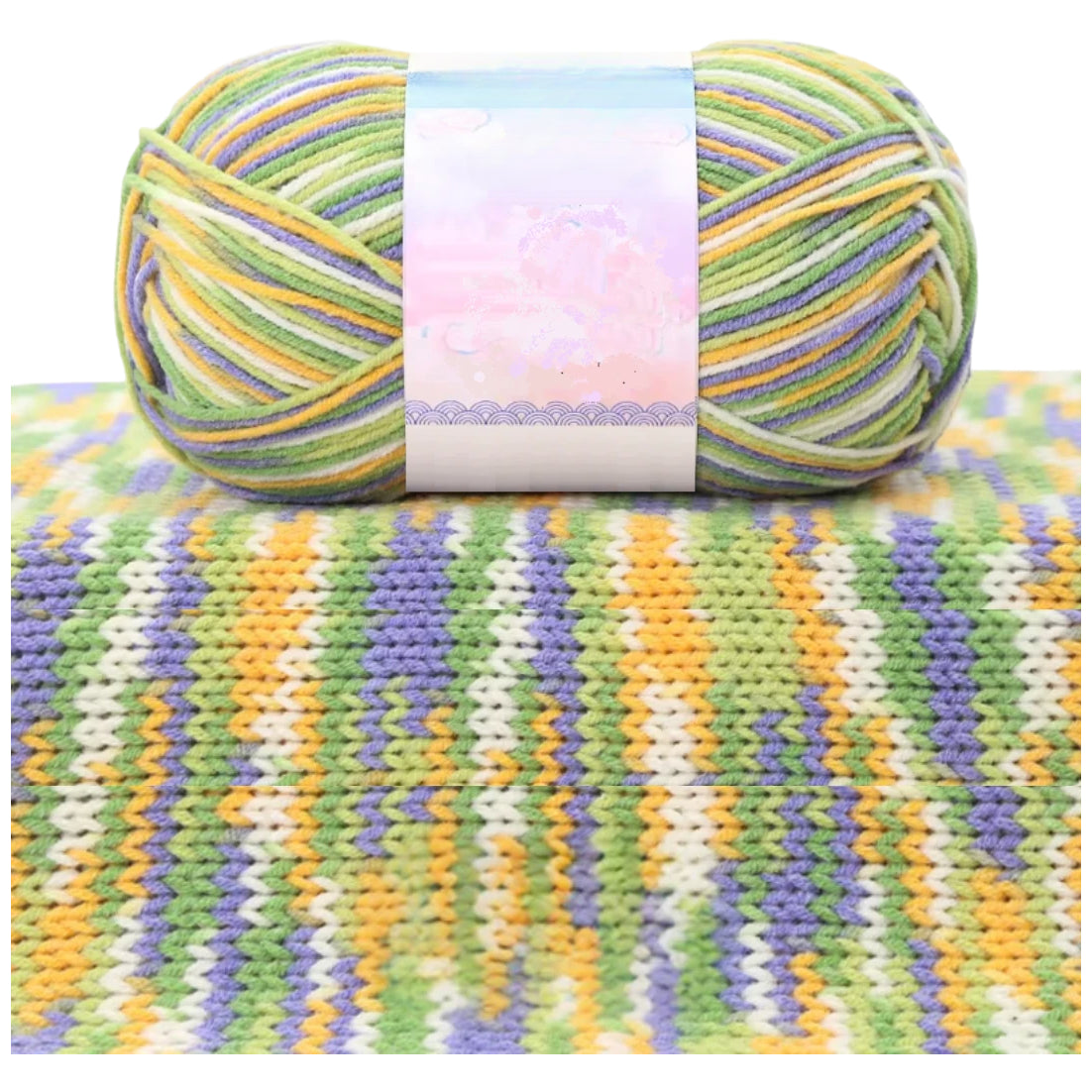 1.5mm Multicolored Fancy Yarn for Knitting & Crocheting Sweaters, Scarves & DIY Crafts, 50 Grams/1.76oz 175 yards