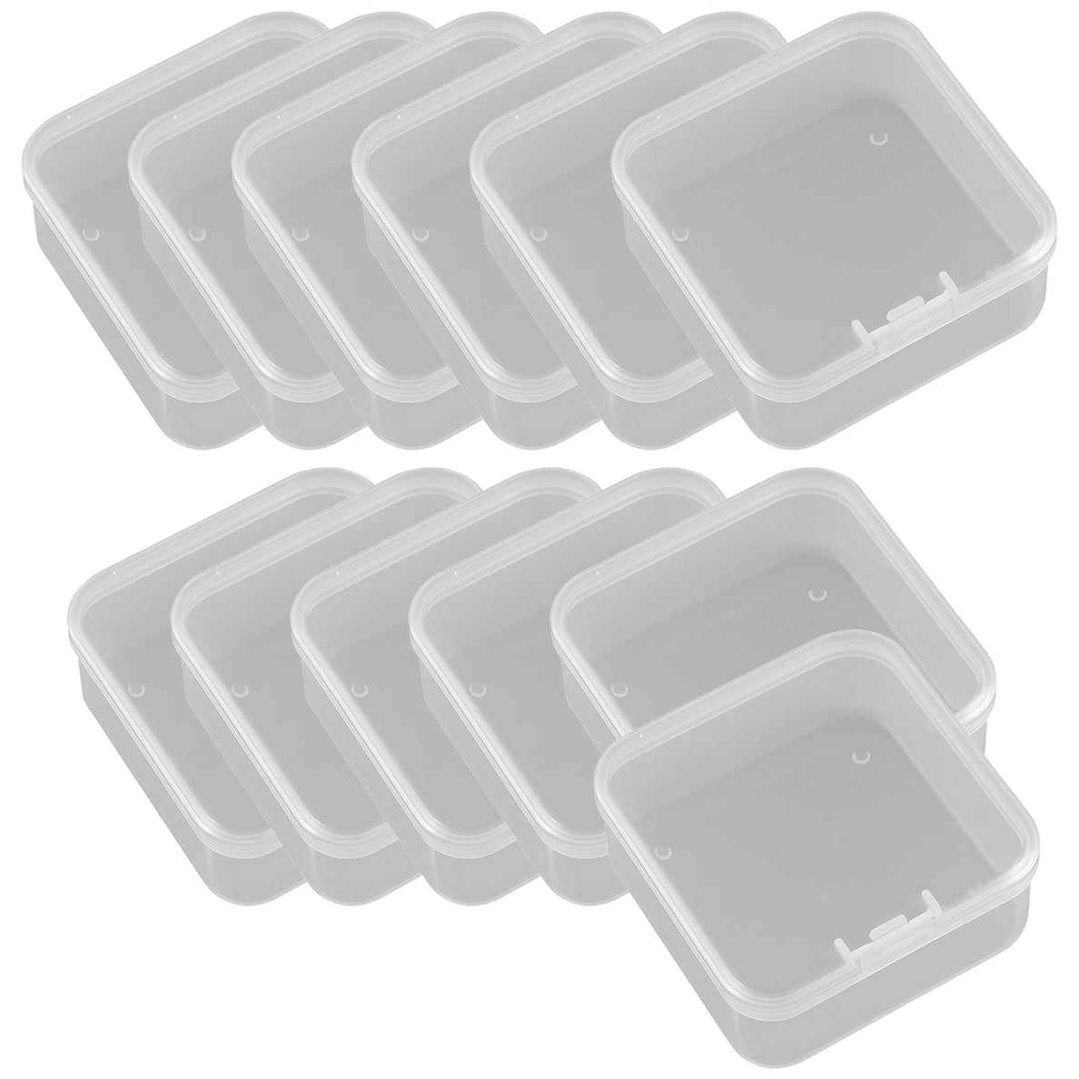 Clear Plastic Bead Storage Boxes with Hinged Lids for Jewelry and Craft Organization, Pack of 12