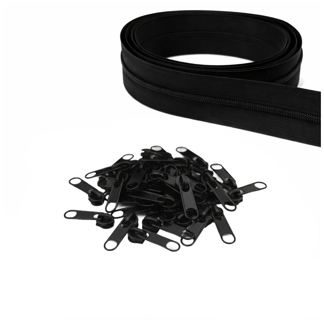 10 Yard Nylon Coil Zipper Roll with 25 Sliders Bulk Sewing Zippers for Bags Clothing Cushions and DIY Crafts