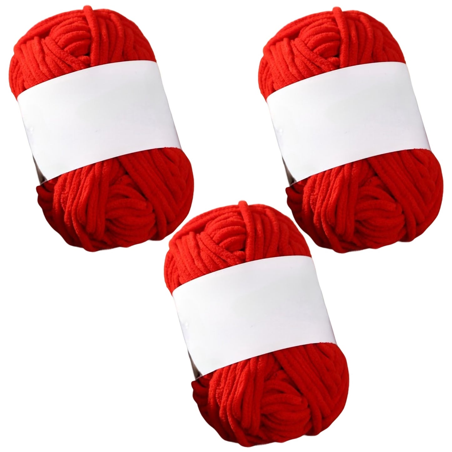 Soft Chenille Velvet Yarn for Crocheting Knitting Weaving Blankets and DIY Craft Projects 50 Grams/1.76oz 93 yards, Pack of 3