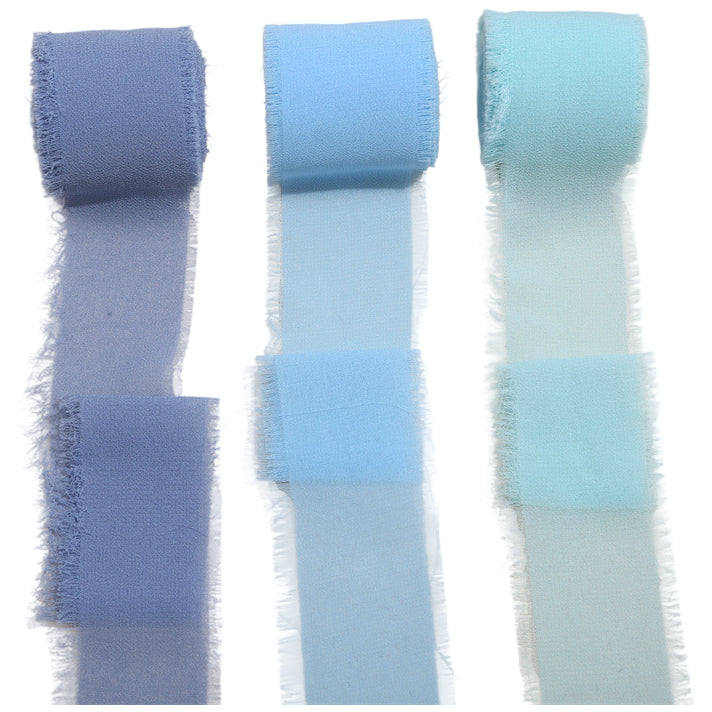 Handmade Chiffon Ribbon 4cm Wide 5m Each for Wedding and Gift Wrapping, Pack of 3