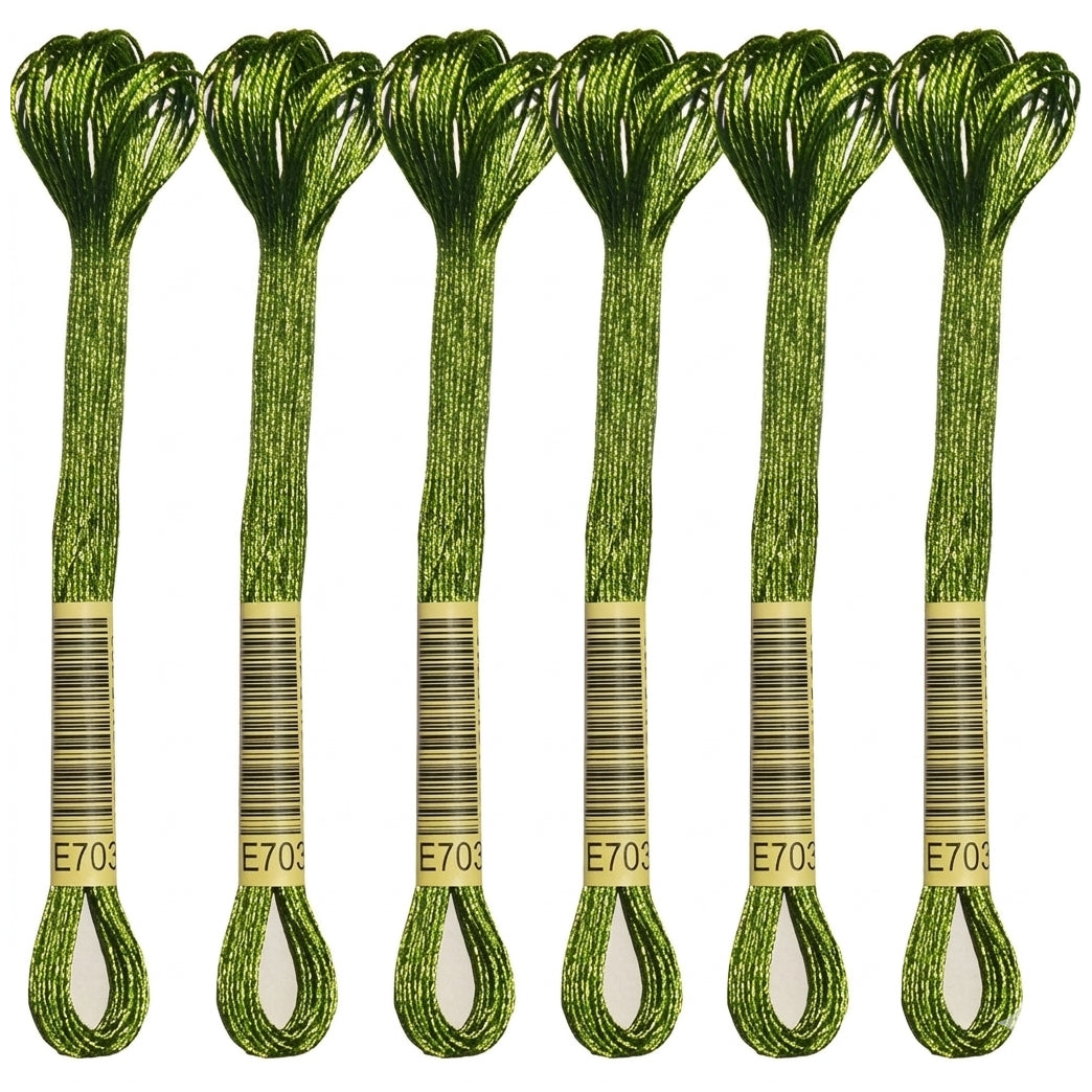 6-Skein Metallic Embroidery Floss for Cross Stitch, Friendship Bracelets, String Art, and DIY Crafts
