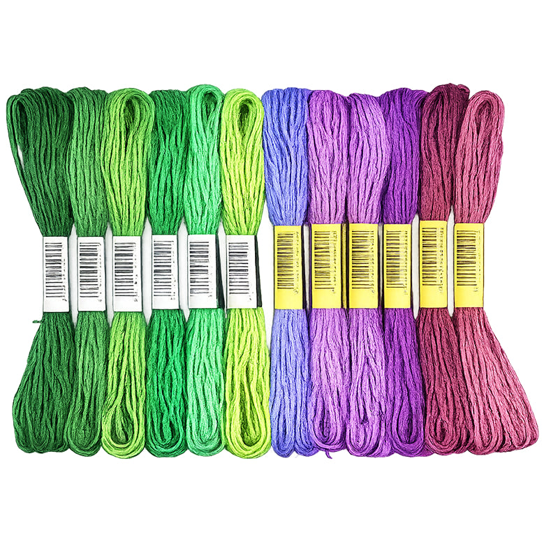 12 Skeins Embroidery Floss 6 Ply Polyester Variegated Threads 105 Yards for Cross Stitch Bracelet Knitting Craft