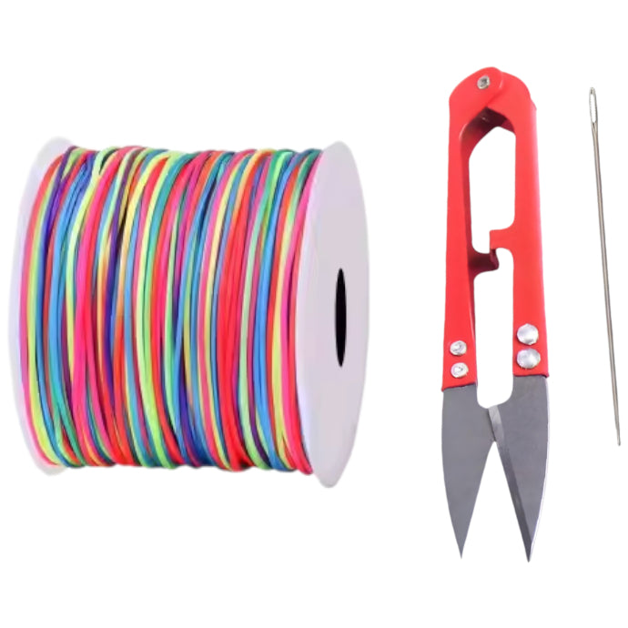 50 Yards Each Roll Nylon Core Spun Elastic Cord With Needle and Scissors for Jewelry Making and Crafts