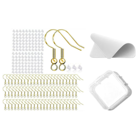 Hypoallergenic Earring Hooks Fish Ear Wires with Rubber Backs for Jewelry Making, Set of 120