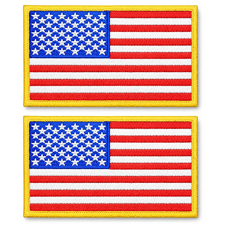 2 Pack Tactical USA Flag Patch 2x3 Inch Embroidered Regular and Reverse with Loop Backing