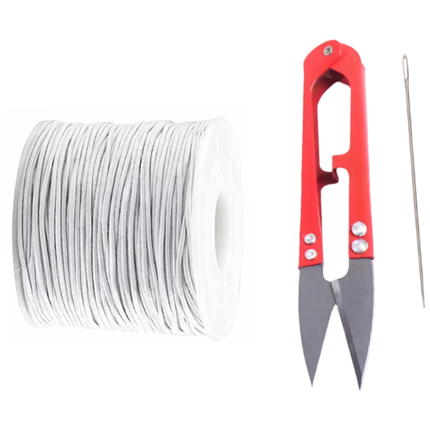 50 Yards Each Roll Nylon Core Spun Elastic Cord With Needle and Scissors for Jewelry Making and Crafts