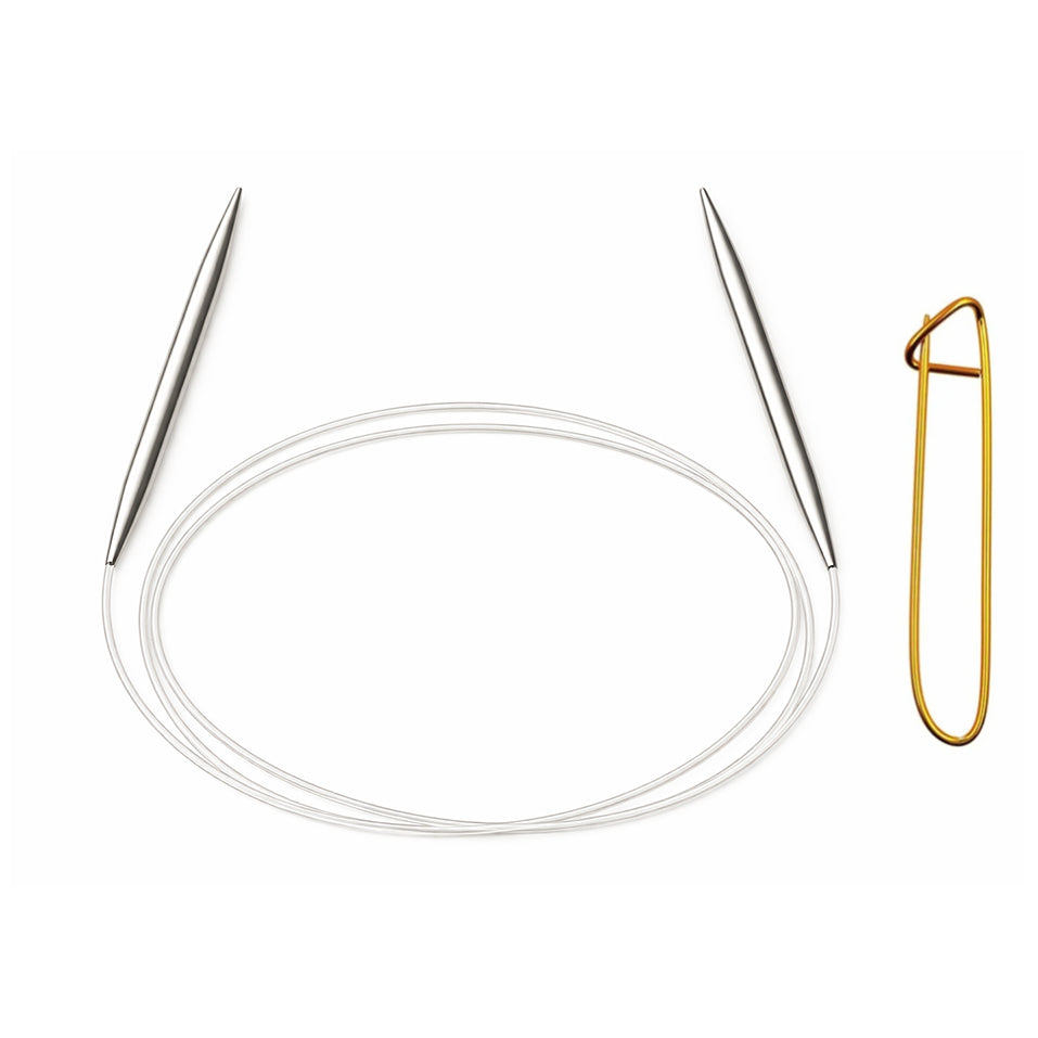 Stainless Steel Circular Knitting Needles with Stitch Holder for Hats Sleeves Scarves Baby Sweaters and Small Projects
