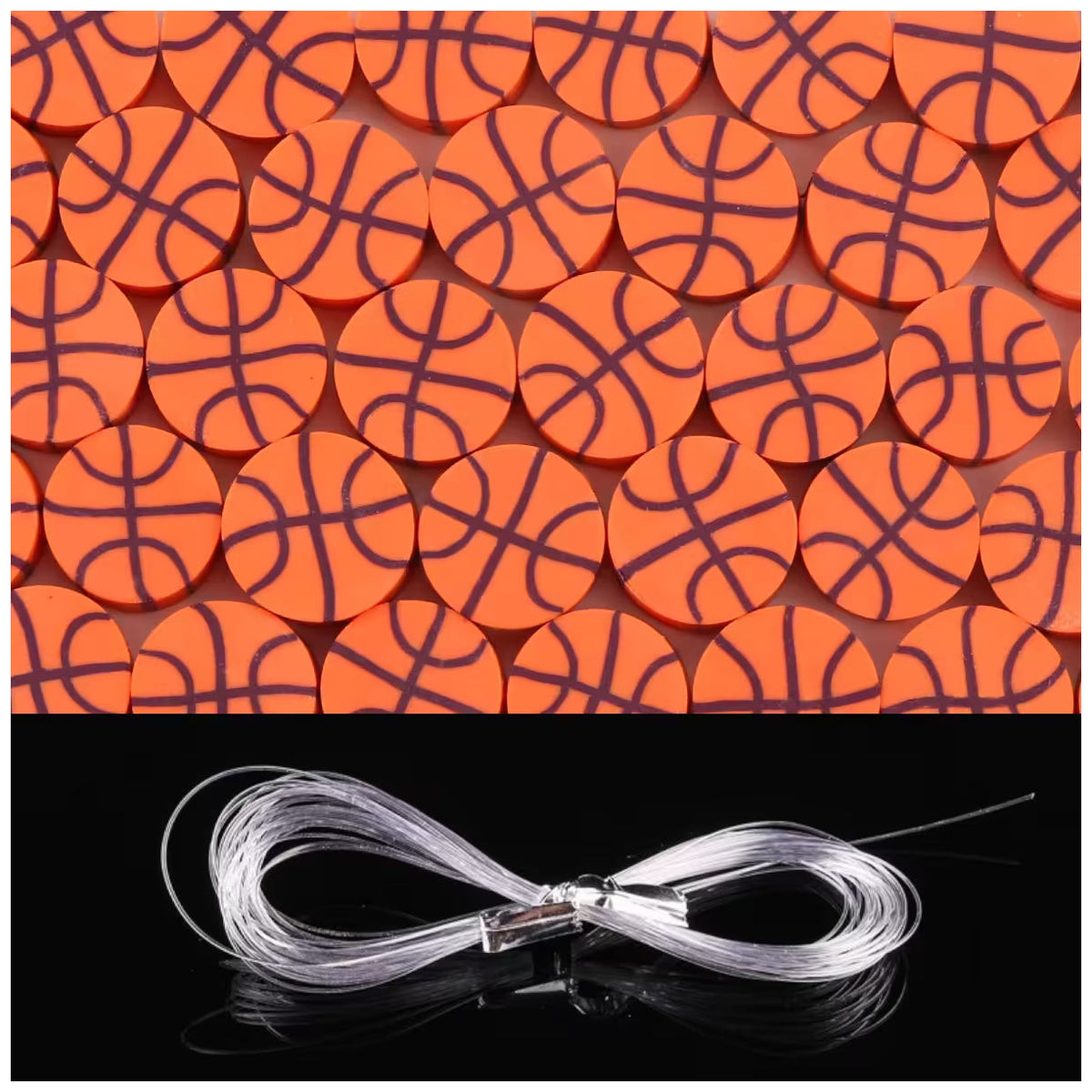 Sports Ball Polymer Clay Beads 8-11mm with Elastic String for Jewelry and DIY Crafts, Pack of 100