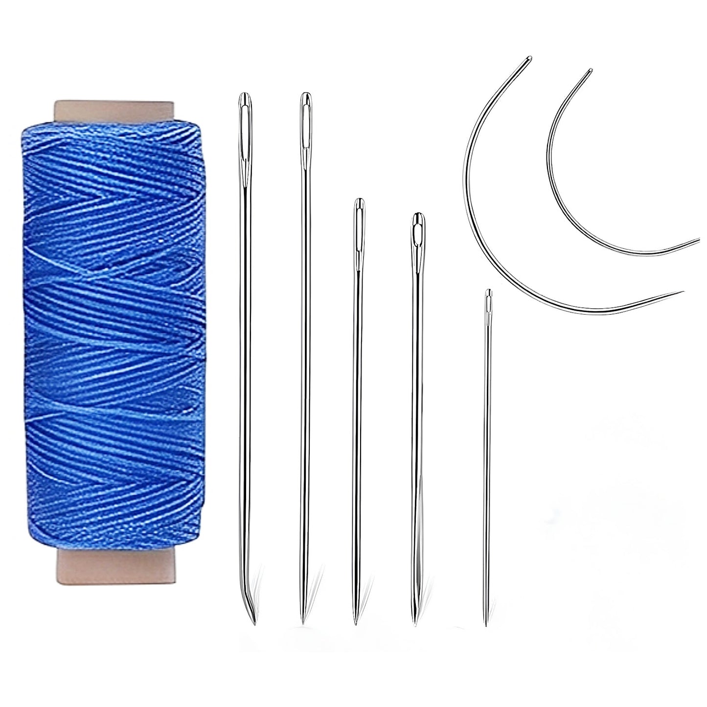 Waxed Thread Upholstery Needle Set with 7 Hand Sewing Needles for Leather Repair