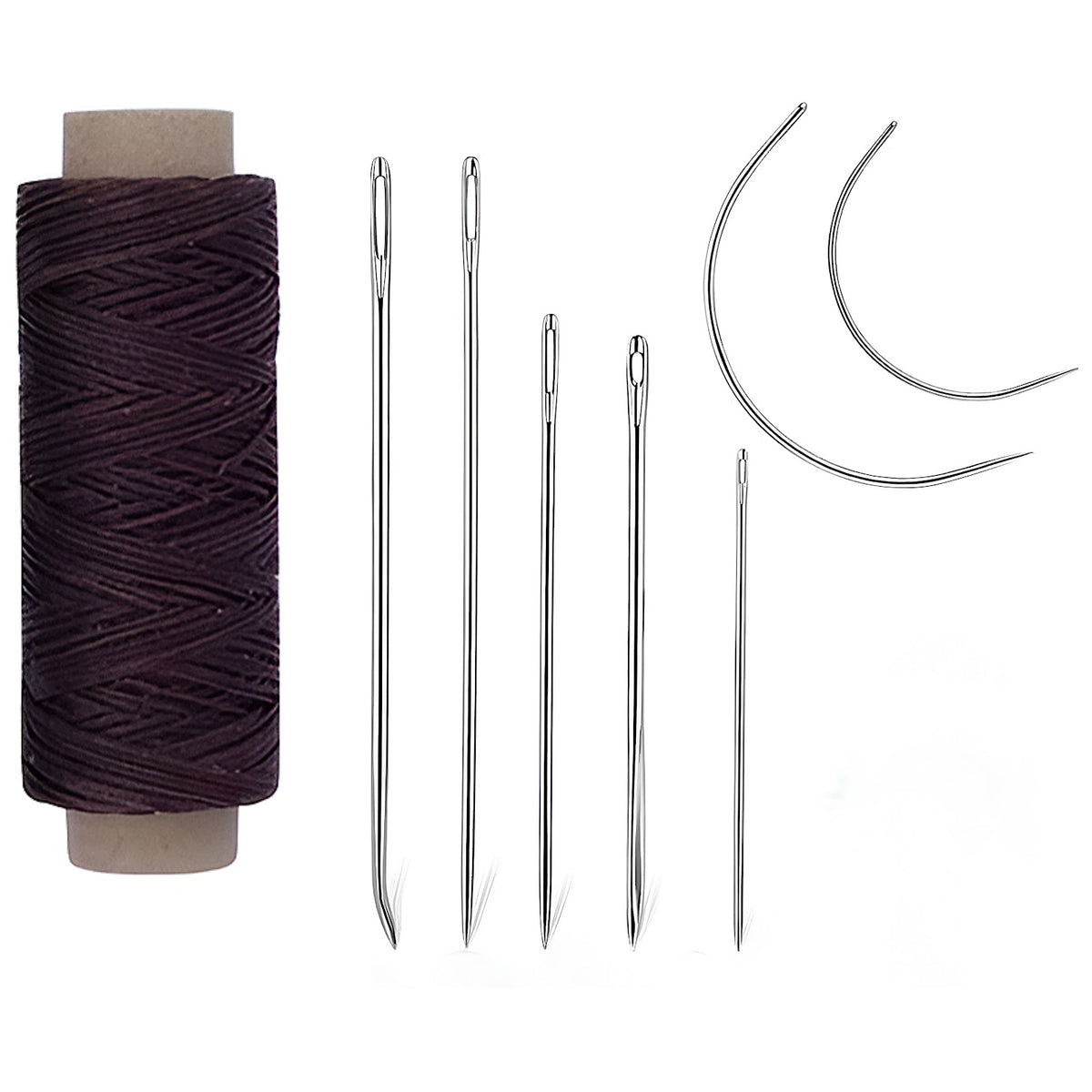 55 Yards Waxed Thread with 7 Leather Needles for Hand Sewing Leather Upholstery Repair Canvas Bags