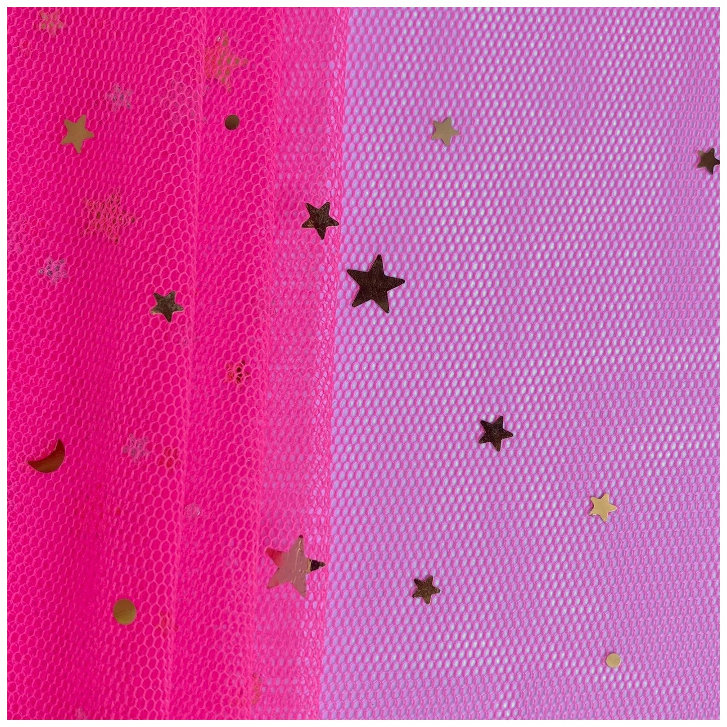 Glitter Tulle Fabric Roll With Star Moon Sequins for Tutu, Bridal Veil, Wedding Decor
