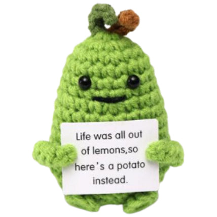 Pear With Life Card Handmade Crochet Doll - Lovely Gift with Different Cards for Emotional Support & Positivity