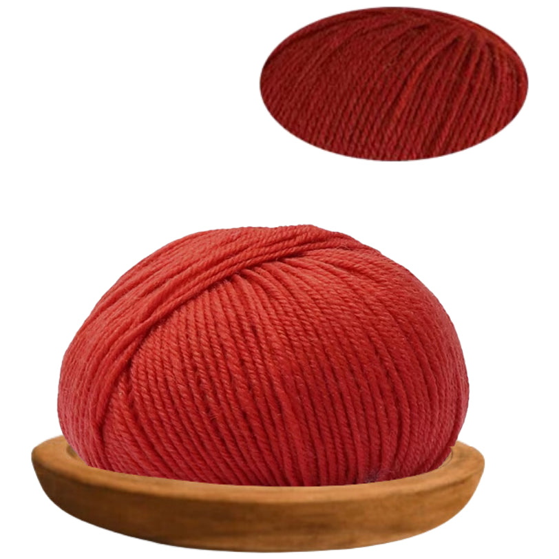 Rust Red 100% Merino Wool Yarn, 4 Strands, 140 Yards 50g/1.76oz, 6-Ply Soft Yarn for Knitting & Crocheting