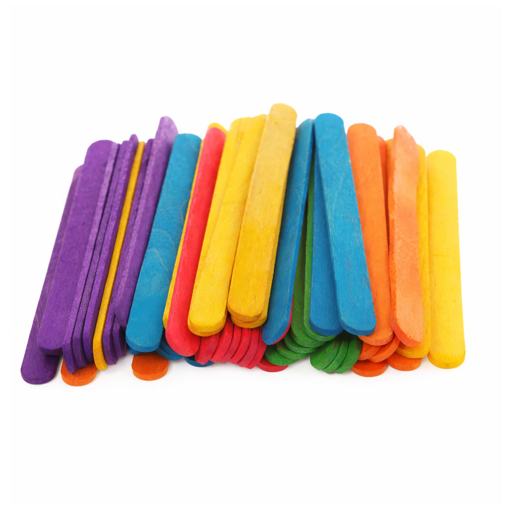 Jumbo 6 Inch Colored Wooden Popsicle Sticks Rainbow Craft Sticks for Kids Education Art and DIY Projects