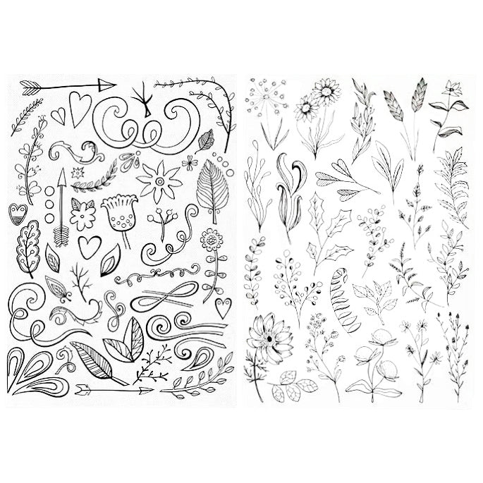 Water Soluble Embroidery Stabilizer Stick and Stitch Transfer Paper with Pre Printed Patterns for Hand Sewing Beginners, Pack of 2