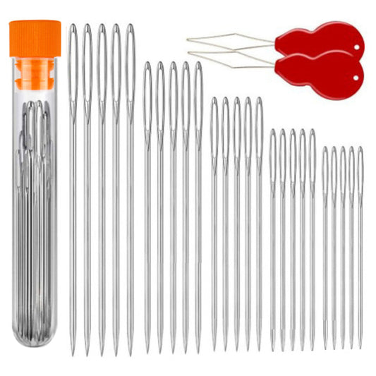 Assorted Hand Sewing Needles Set with Large Eyes and 2 Threaders for Embroidery
