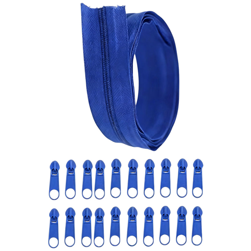 Nylon Coil Zipper 10 Yards with 20 Sliders for DIY Sewing Bags Garments and Crafts