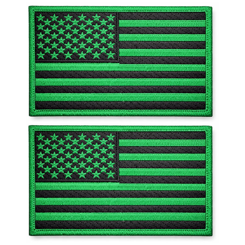 2 Pack Tactical USA Flag Patch 2x3 Inch Embroidered Regular and Reverse with Loop Backing
