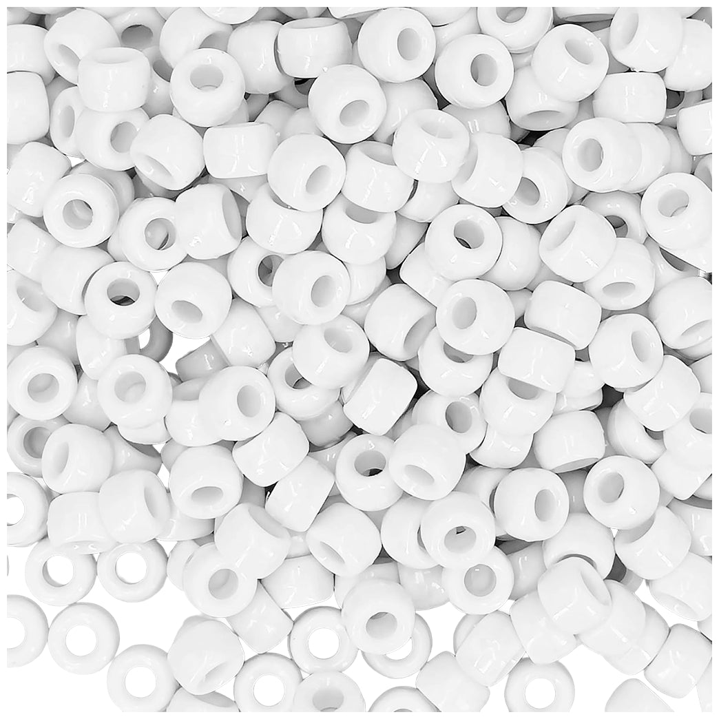 Acrylic Pony Beads 9mm Large Hole Plastic Beads for Bracelets Hair Braids Crafts DIY Projects, Pack of 1000