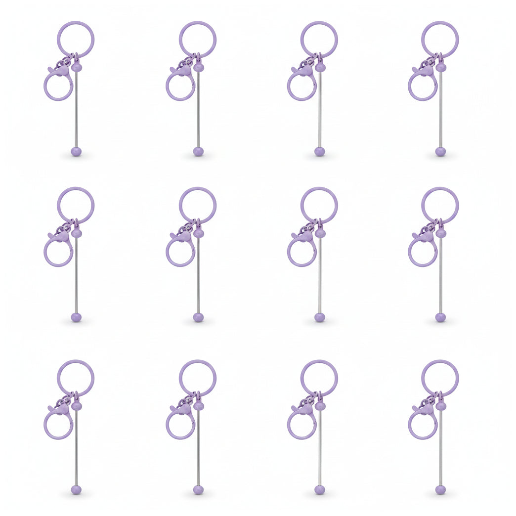 Beadable Keychain Bars Metal 14.8cm Blank Beaded Keychains for DIY Crafts Gifts and Jewelry Making