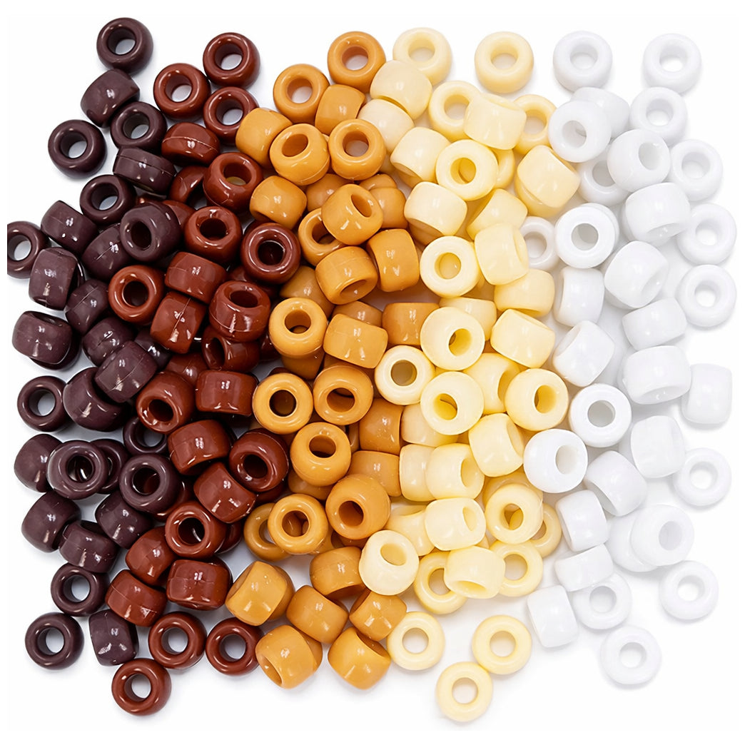 Plastic Pony Beads 6x9mm for Hair Braiding Bracelets Keychains and DIY Crafts, Pack of 300