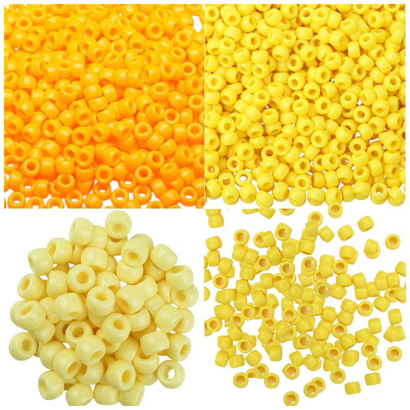 Pony Beads 6 x 9 mm Plastic Craft Beads for DIY Jewelry Hair and Decorations, Pack of 1200
