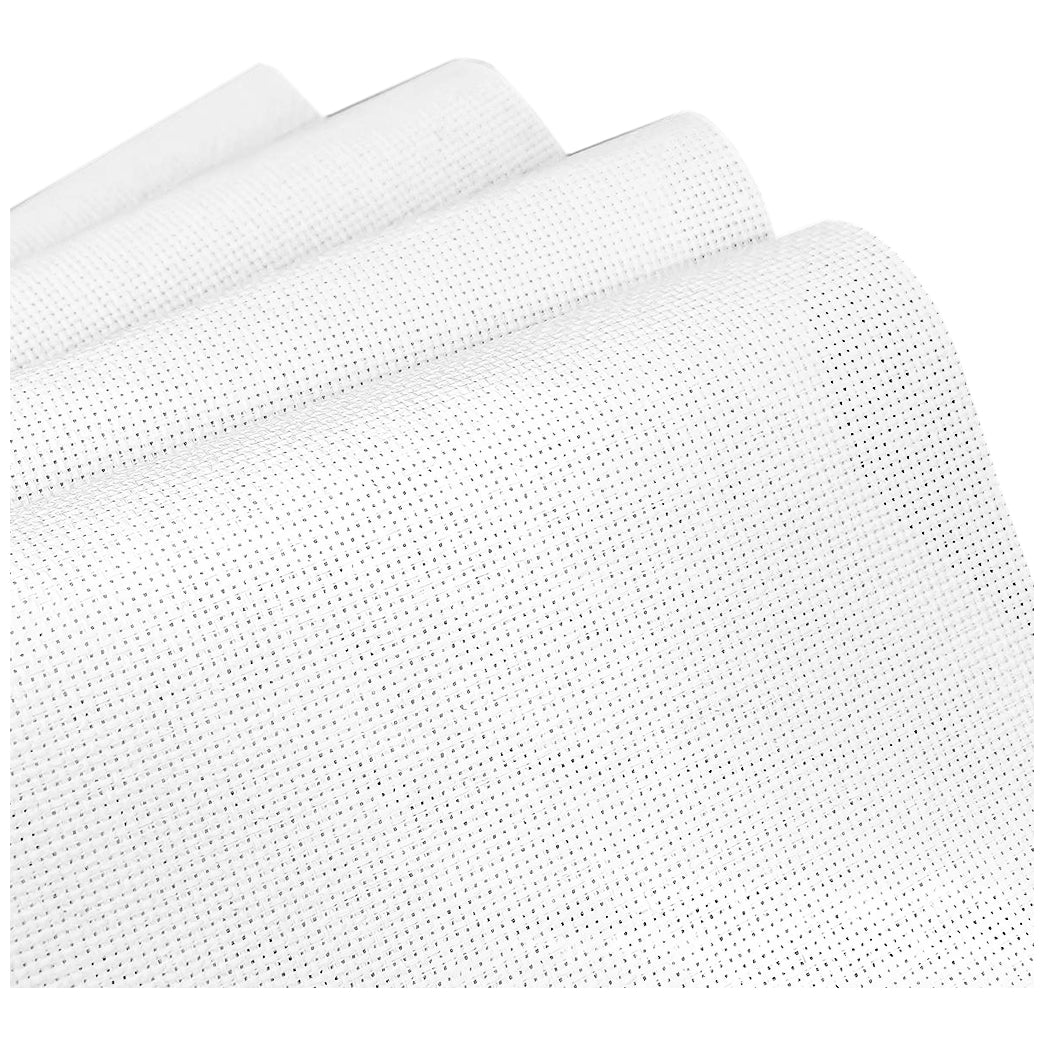 White Aida Cloth 14 Count Cross Stitch Fabric for Embroidery Needlework and DIY Craft Projects