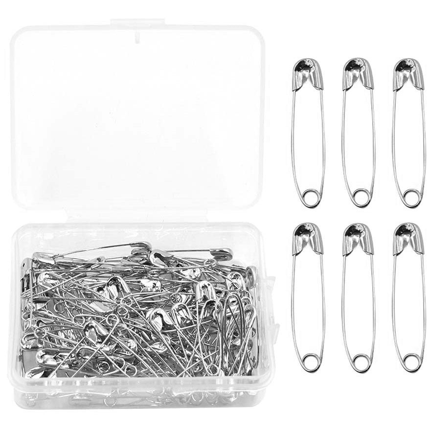 Large Heavy Duty Safety Pins for Brooch Making, Blankets, Sewing, Crafts and Fabric Repairs, Pack of 50