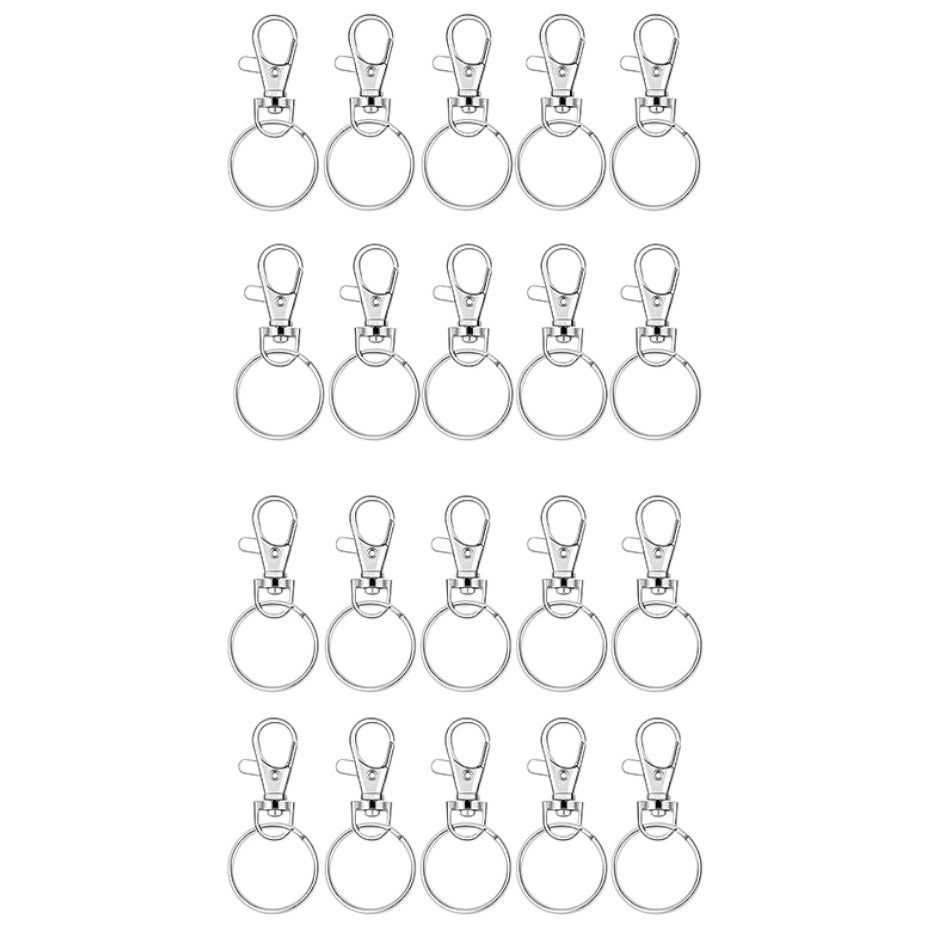 Lobster Claw Clasps and Key Rings for Keychain Jewelry Making and Craft Projects Silver