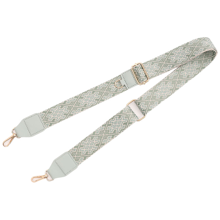 Adjustable Purse Strap With Crazy Horse Leather Ends and Jacquard Embroidery