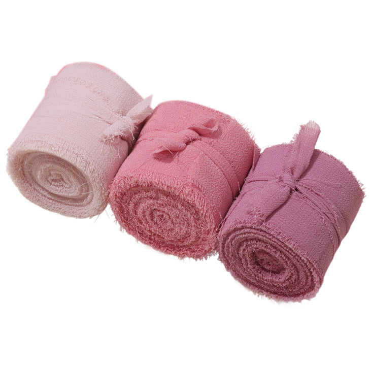 Handmade Chiffon Ribbon 4cm Wide 5m Each for Wedding and Gift Wrapping, Pack of 3