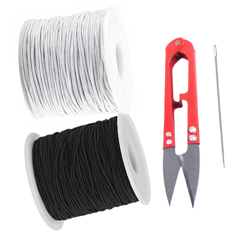 50 Yards Each Roll Nylon Core Spun Elastic Cord With Needle and Scissors for Jewelry Making and Crafts