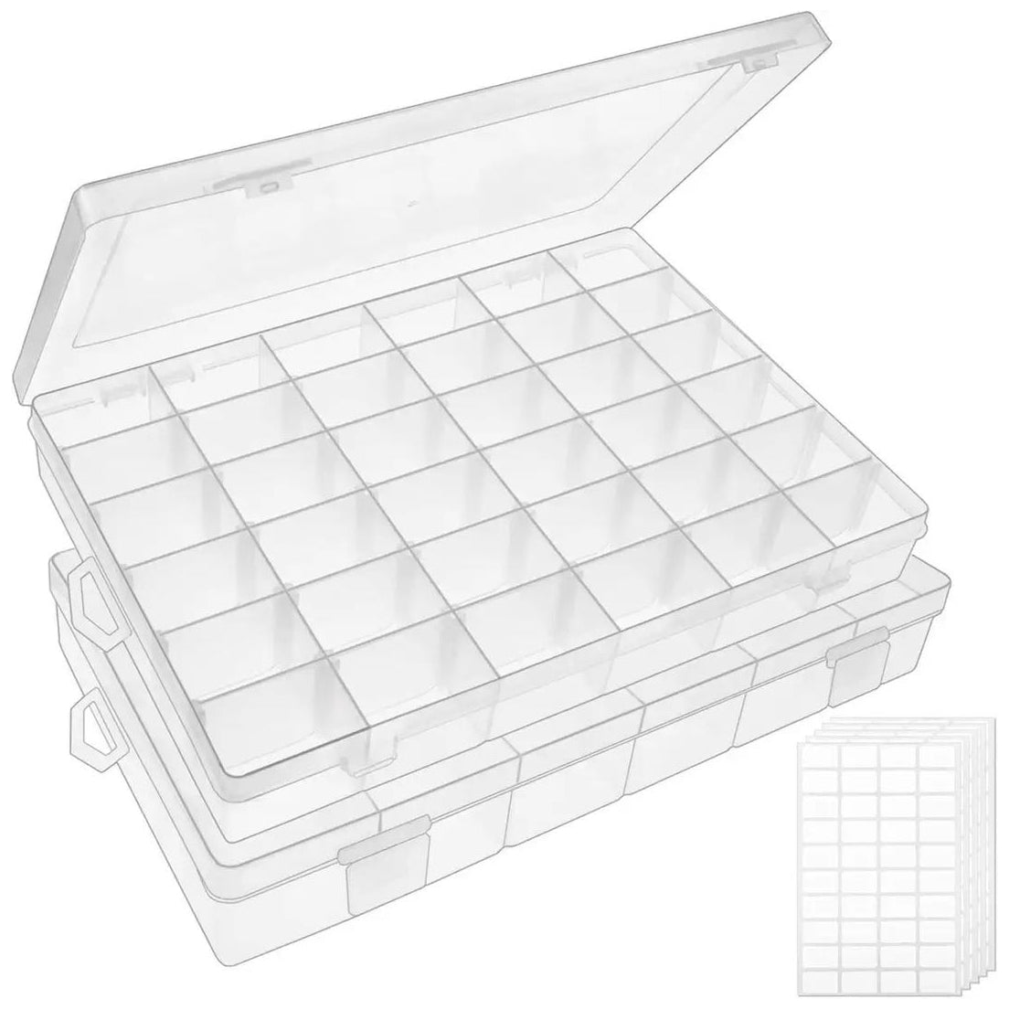 36 Grid Clear Plastic Bead Organizer Box with Adjustable Dividers for Jewelry, Crafts, Fishing Tackle, and Small Parts Storage